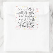 箴言31:25芸術的な水の色のシール スクエアシール (バッグ)