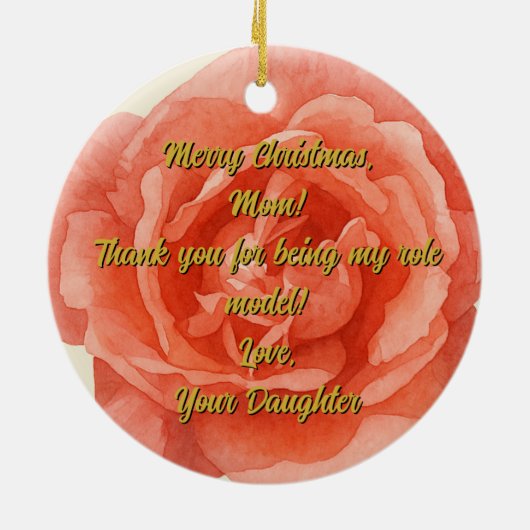 箴言31:25赤バラのキリストカスタム教徒 セラミックオーナメント (裏面)