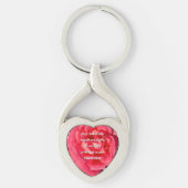 箴言31:25赤バラカスタム聖書聖句ハート キーホルダー (正面)
