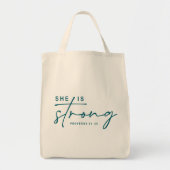 箴言31:25 | マタイ17:20宗教クリスチャン トートバッグ (正面)