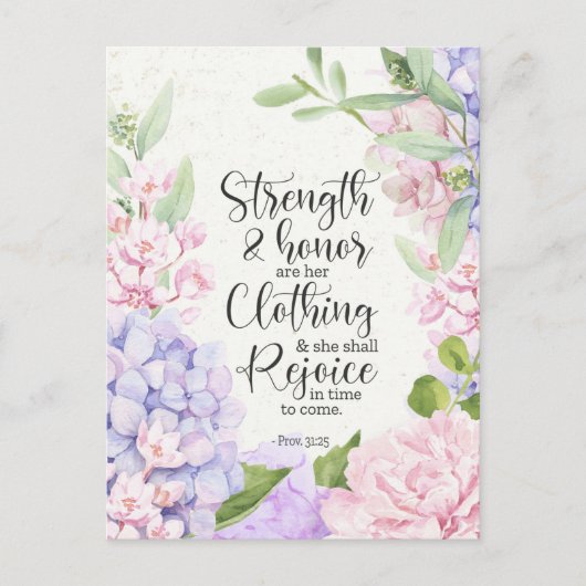 箴言31:25 – 強さと名誉 シーズンポストカード (正面)
