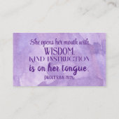 箴言31:25-26呼び出しカード，メモを渡す， コーリングカード (裏面)