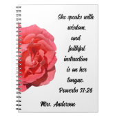 箴言31:26キリスト教の先生感謝 ノートブック (正面)