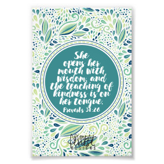 箴言31:26教えの親切聖なる書物、 経典 フォトプリント