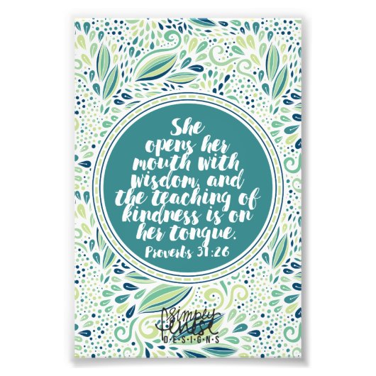 箴言31:26教えの親切聖なる書物、 経典 フォトプリント (正面)