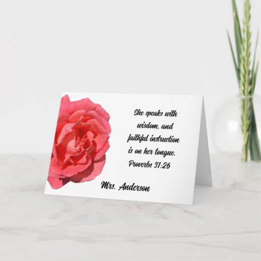 箴言31:26知恵あるクリスチャンの女に感謝 サンキューカード (正面)