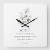 箴言31:26聖書の聖句の壁時計 スクエア壁時計 (正面)