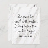 箴言31:26聖書の聖句マーブルグラム ポストカード (正面/裏面)