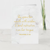 箴言31:26聖書の聖句マーブルグラム 箔グリーティングカード (正面)