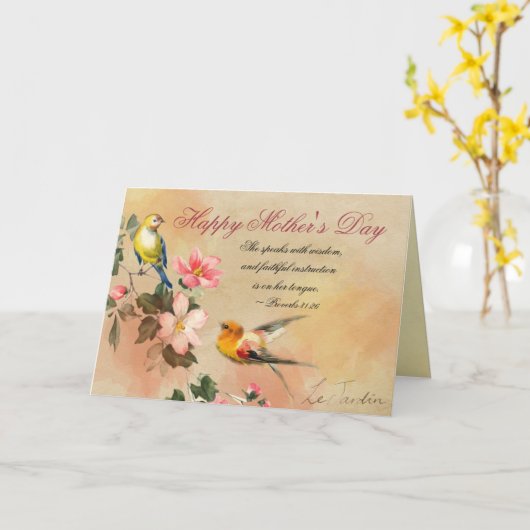 箴言31:26,聖書の詩,母の日 カード (黄色い花)
