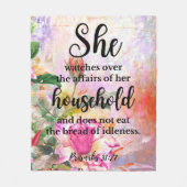 箴言31:27母の日の聖なる書物、 経典 フリースブランケット (正面)