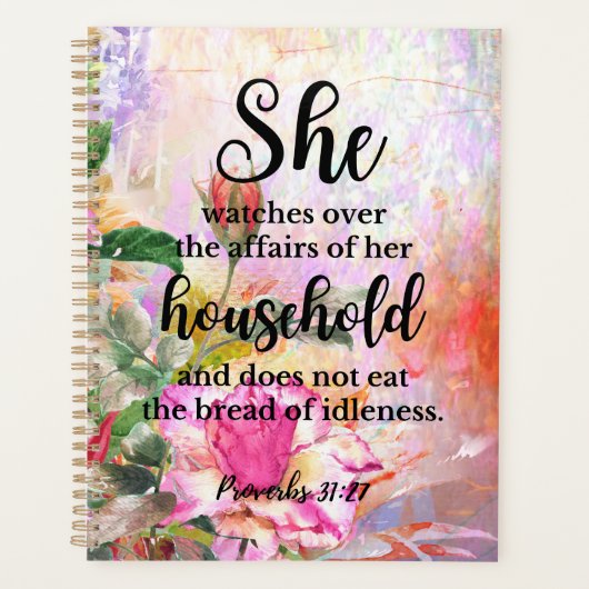 箴言31:27母の日の聖なる書物、 経典 プランナー手帳 (正面)