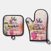 箴言31:27母の日の聖なる書物、 経典 鍋つかみ&鍋敷きセット (正面)