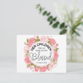 箴言31:28母の日聖なる書物、 経典ピンクの花 ポストカード (スタンド正面)