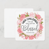 箴言31:28母の日聖なる書物、 経典ピンクの花 招待状 (正面/裏面)