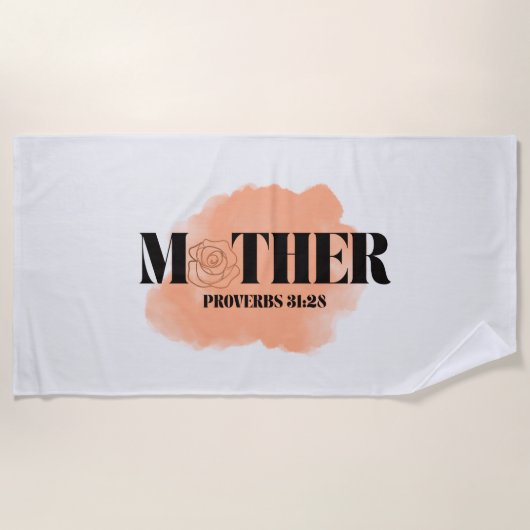 箴言31:28母ビーチタオル – 信仰に基づく ビーチタオル (正面)