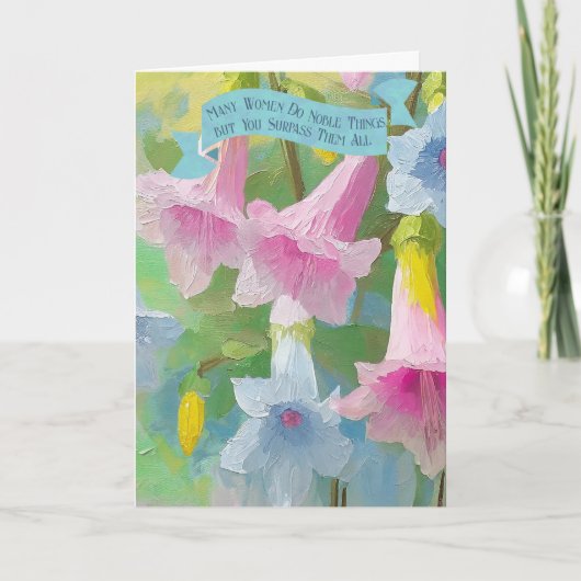 箴言31:29聖書の信仰引用文母の日 シーズンカード (正面)