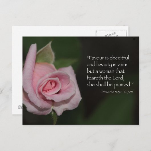 箴言31:30聖なる書物、 経典はがき ポストカード (正面/裏面)