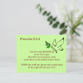 箴言3:3-4の忠実さ聖書の詩句記憶 ポストカード (スタンド正面)