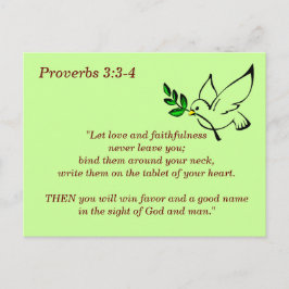 箴言3:3-4の忠実さ聖書の詩句記憶 ポストカード