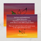 箴言3:3-4の忠実さ聖書の詩句記憶 ポストカード (正面/裏面)