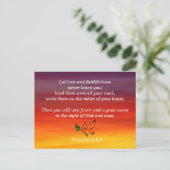 箴言3:3-4の忠実さ聖書の詩句記憶 ポストカード (スタンド正面)