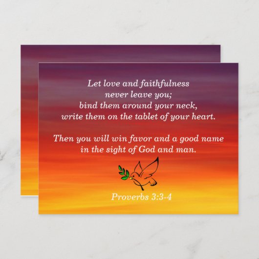 箴言3:3-4の忠実さ聖書箇所記憶 ポストカード (正面/裏面)