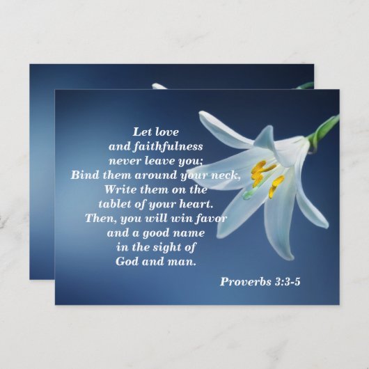 箴言3:3-4愛と誠実さが励む ポストカード (正面/裏面)