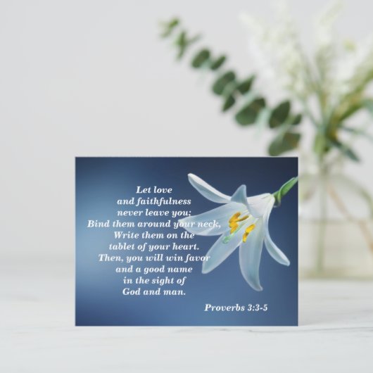 箴言3:3-4愛と誠実さが励む ポストカード (スタンド正面)