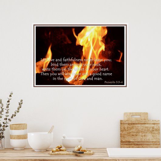 箴言3:3-4愛と誠実のポスター ポスター (キッチン)