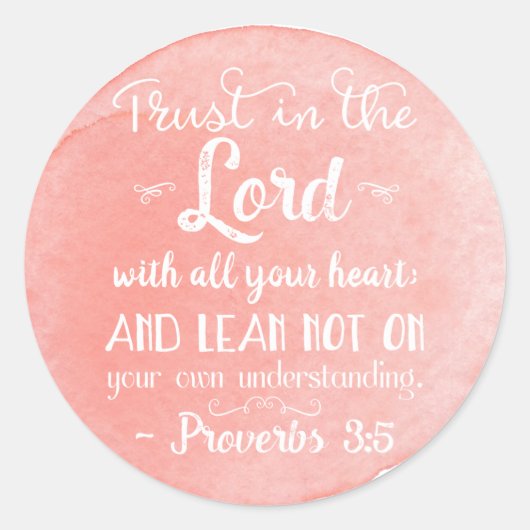 箴言3:5インスピレーション聖書のシールOrange ラウンドシール (正面)