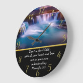 箴言3:5キリスト教の信仰の滝 ラージ壁時計 (傾斜)