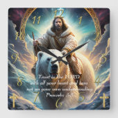 箴言3:5キリスト教の信仰イエスが負う スクエア壁時計 (正面)