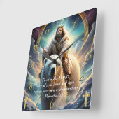 箴言3:5キリスト教の信仰イエスが負う スクエア壁時計 (傾斜)