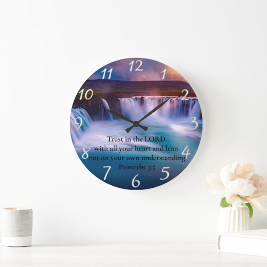 箴言3:5キリスト教金ゴールド祈りの言葉 ラージ壁時計 (ホーム)