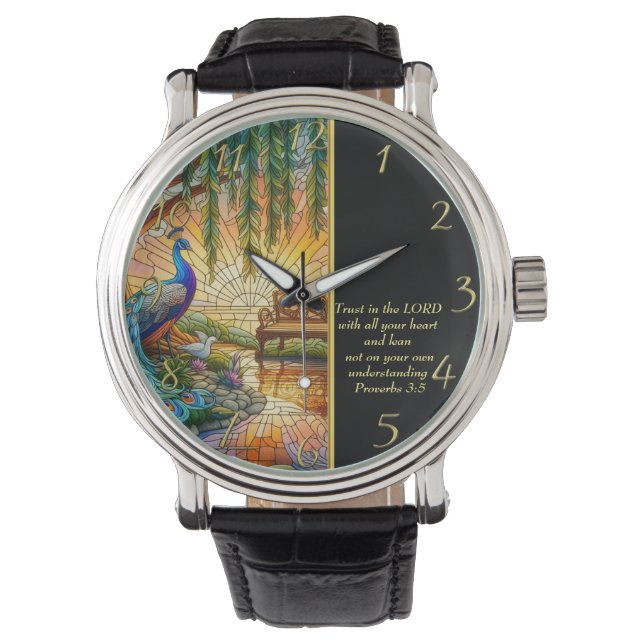 箴言3:5ホワイトチャーチ 腕時計 (正面)