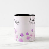 箴言3:5主なる紫のフローラ信仰への信頼 ツートーンマグカップ (中央)