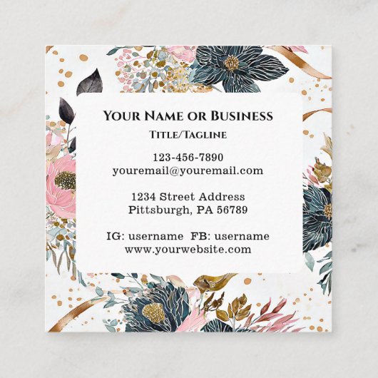 箴言3:5主なる聖書の聖句への信頼 スクエア名刺 (裏面)