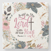 箴言3:5主なる聖書の聖句への信頼 ストーンコースター (正面)
