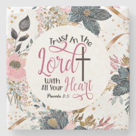 箴言3:5主なる聖書の聖句への信頼 ストーンコースター