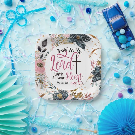 箴言3:5主なる聖書の聖句への信頼 ペーパープレート (パーティー)