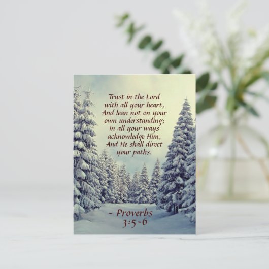 箴言3:5主を信じ、あなたのハートを信じる ポストカード (スタンド正面)
