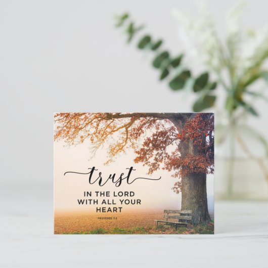 箴言3:5主を信じ、あなたのハートを信じる ポストカード (スタンド正面)