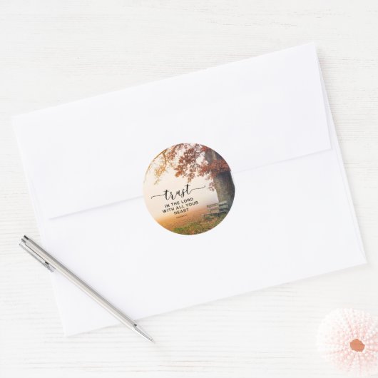 箴言3:5主を信じ、あなたのハートを信じる ラウンドシール (封筒)