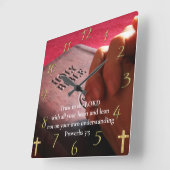箴言3:5手で聖なる聖書 スクエア壁時計 (傾斜)