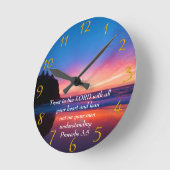 箴言3:5美しい海とスカイラージCl ラウンド壁時計 (傾斜)