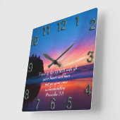 箴言3:5美しい海と空 スクエア壁時計 (傾斜)