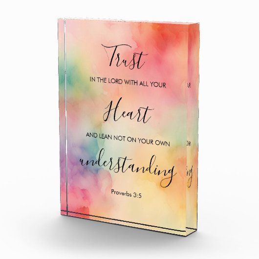 箴言3:5聖書の聖句アクリル フォトブロック (右)