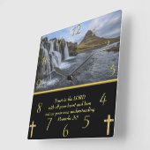 箴言3:5谷の滝 スクエア壁時計 (傾斜)