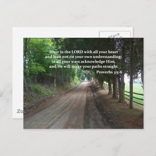 箴言3:5-6キリスト教の聖書の詩のポスター ポストカード (正面/裏面)